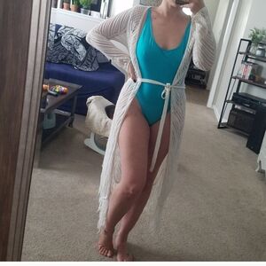 American Apparel bright teal swimsuit